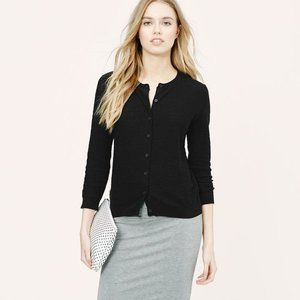 LOFT Black Slub Cotton Cardigan
